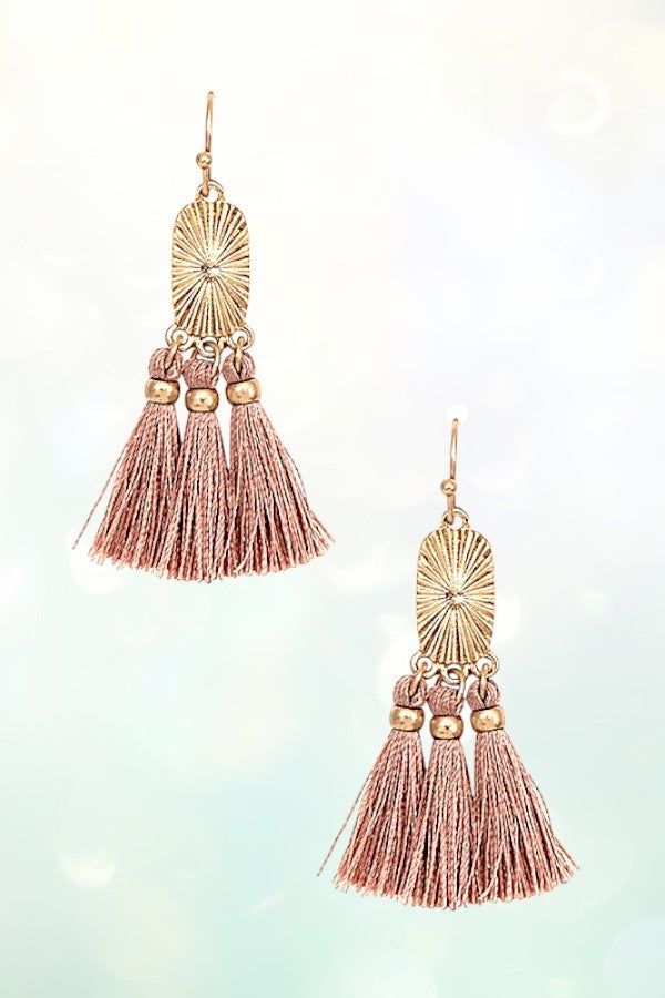 No Hassle, Just Tassel Mauve Earrings