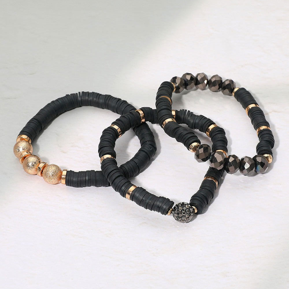Your Delight Black/Gold 3-Piece Stretch Bracelet Set