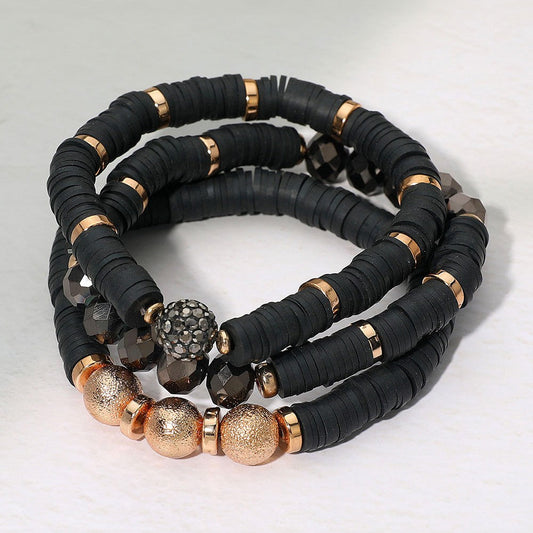 Your Delight Black/Gold 3-Piece Stretch Bracelet Set