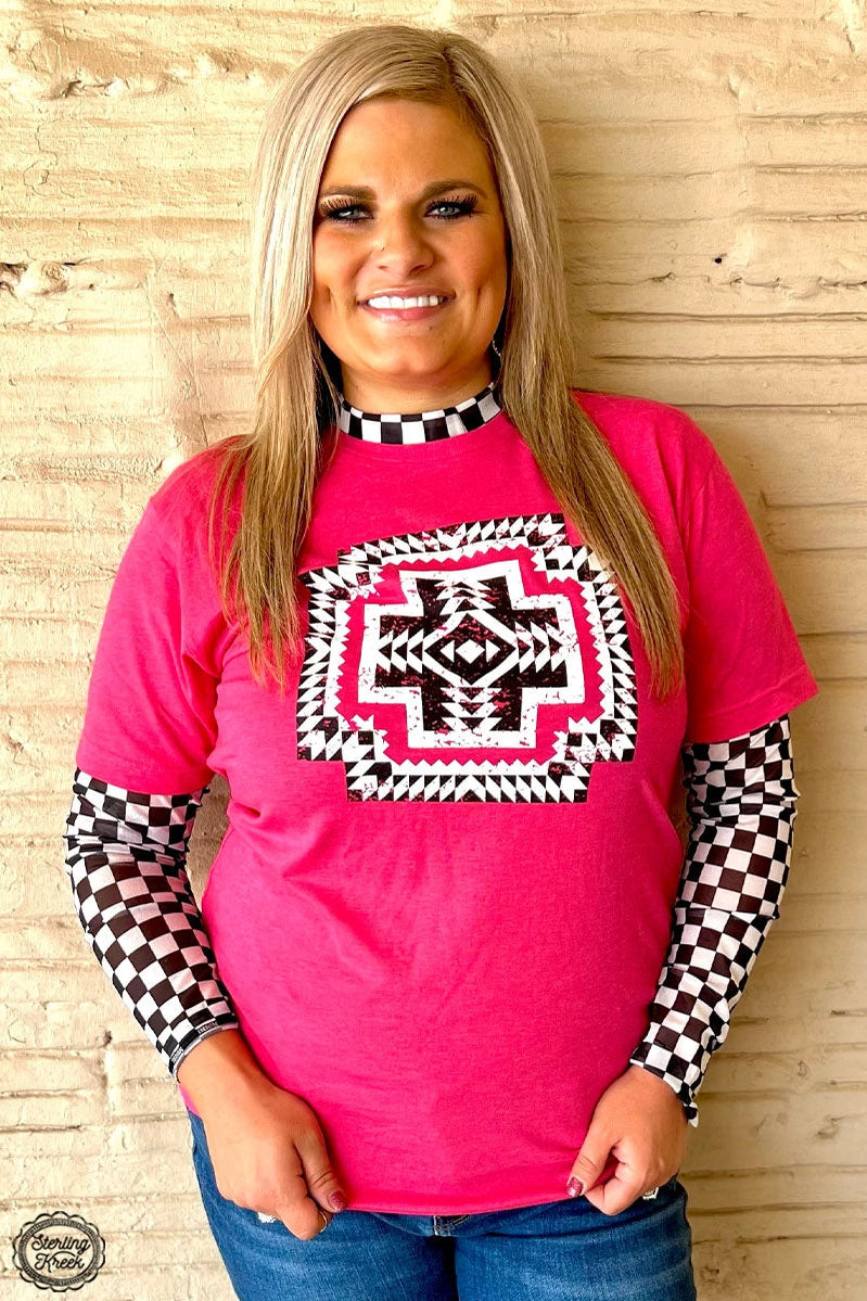 Round the Track Checkered Mesh Top