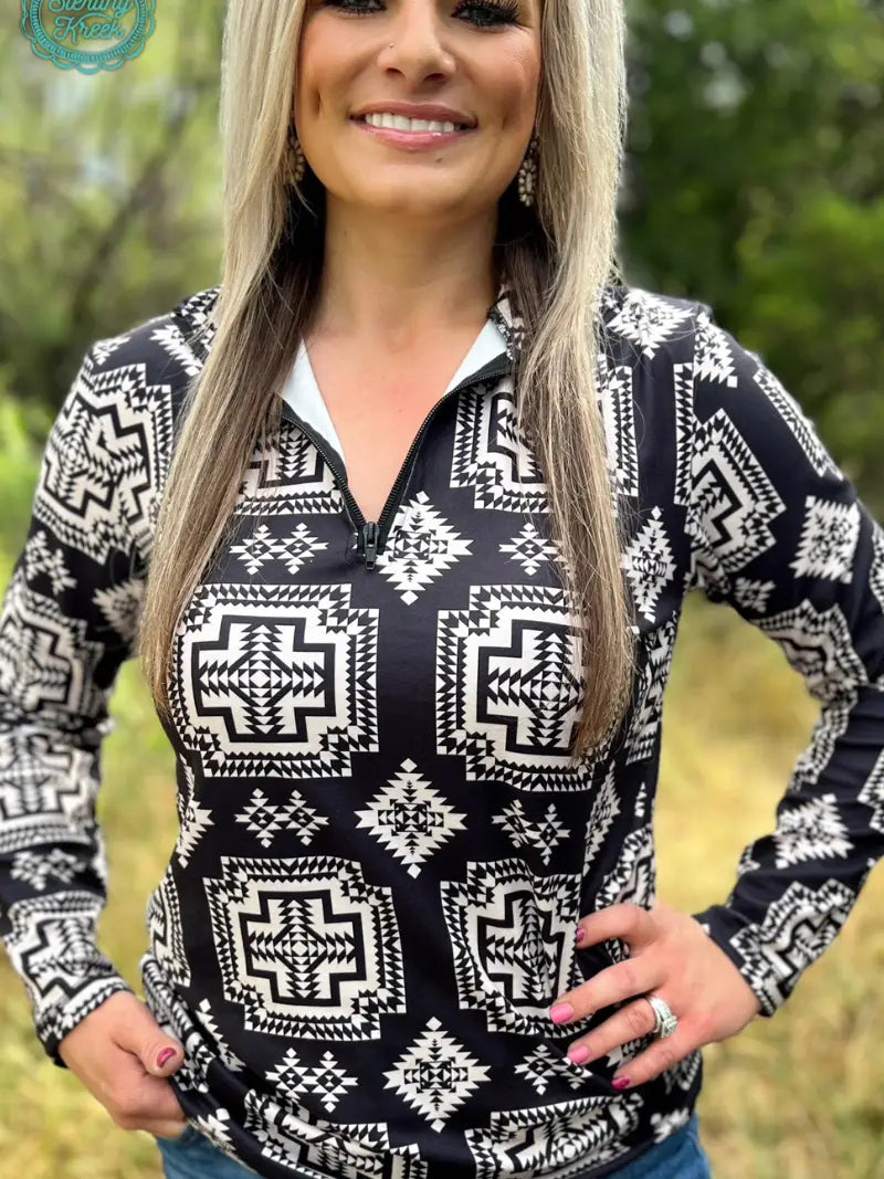 Down In The Hills Quarter-Zip Aztec Pullover