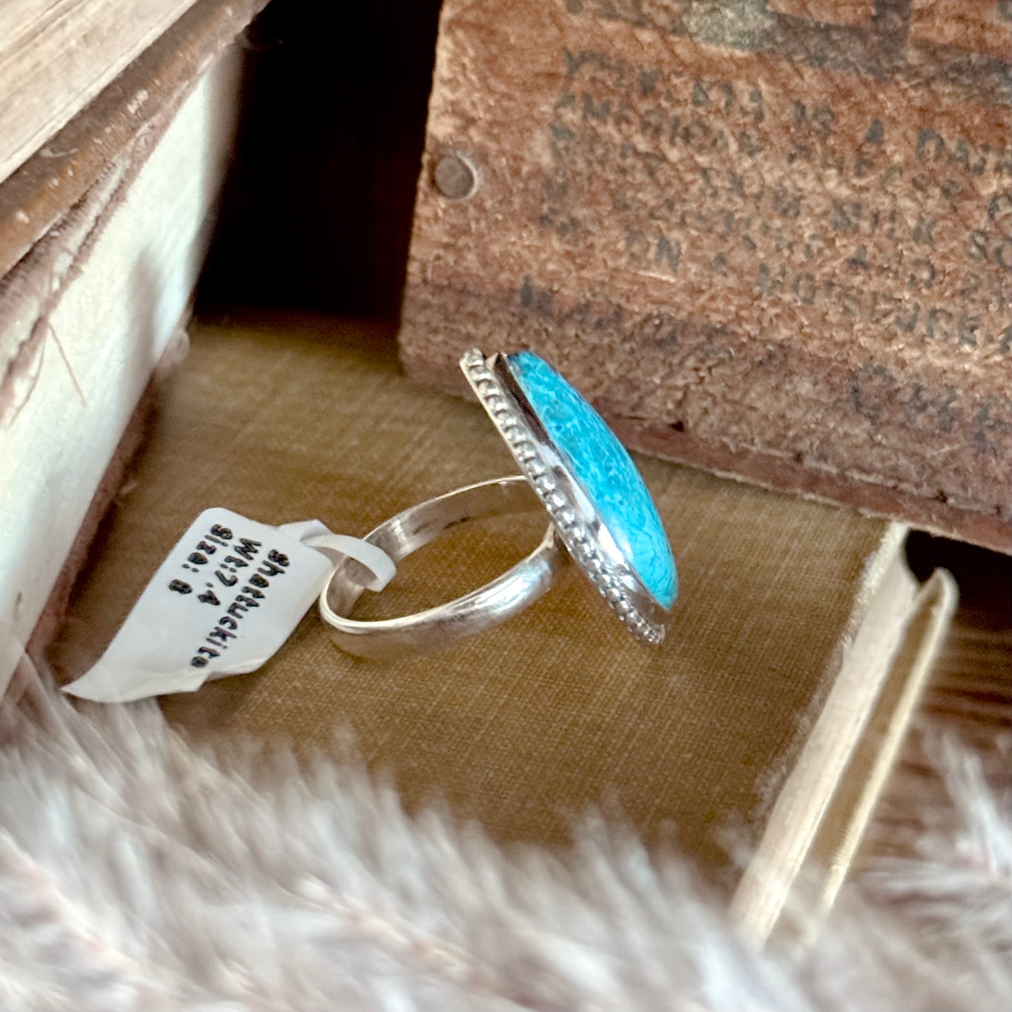 Pear Shattuckite Sterling Silver Ring - Size 8