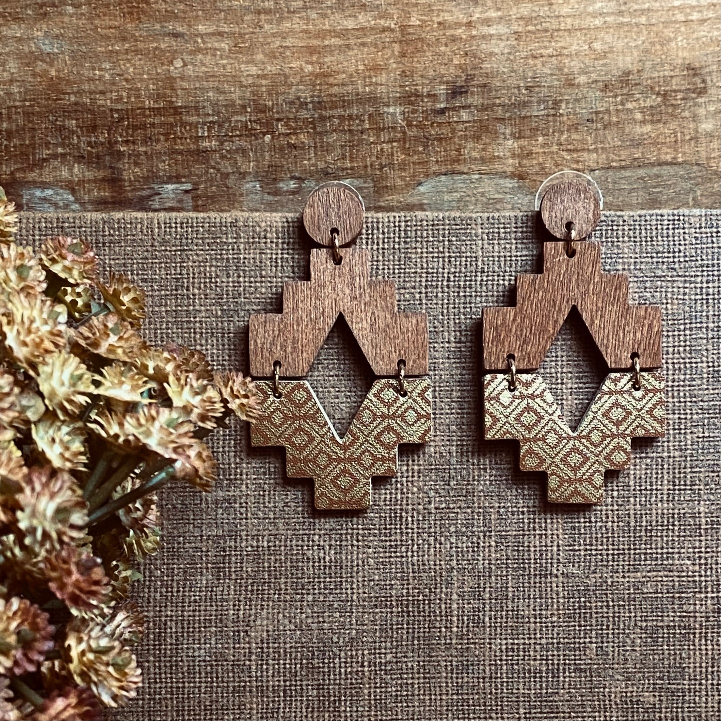 Wooden Goddess Aztec Earrings