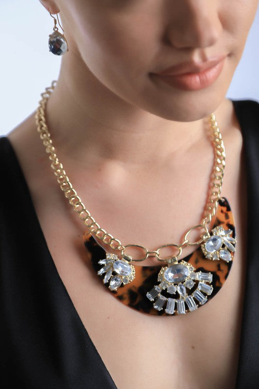 Sparkling Tortoise Shell Necklace/Earrings Set [will ship separately]