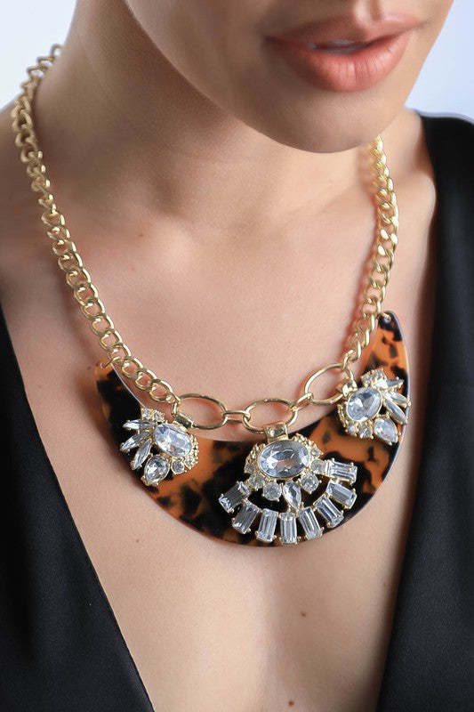 Sparkling Tortoise Shell Necklace/Earrings Set [will ship separately]