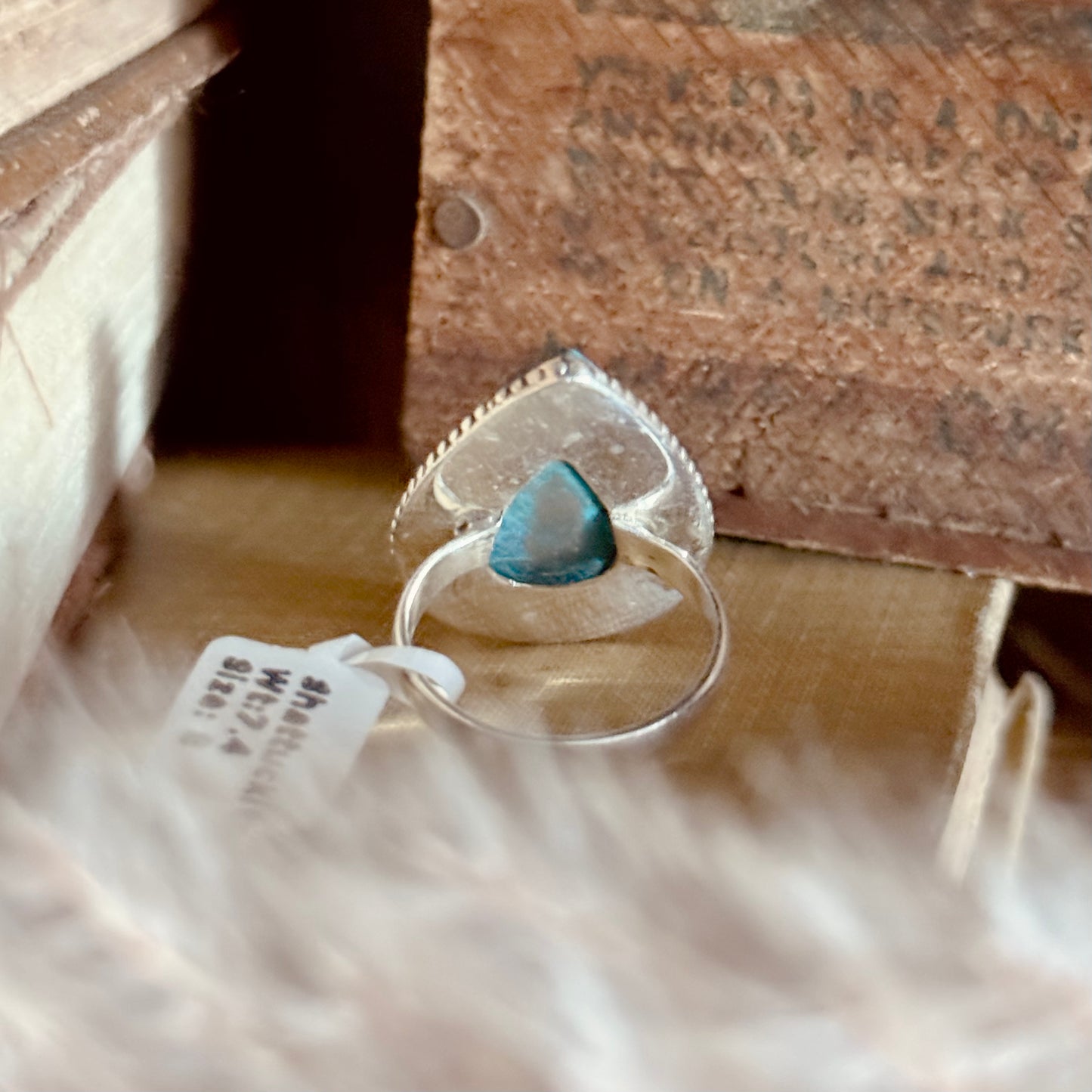 Pear Shattuckite Sterling Silver Ring - Size 8