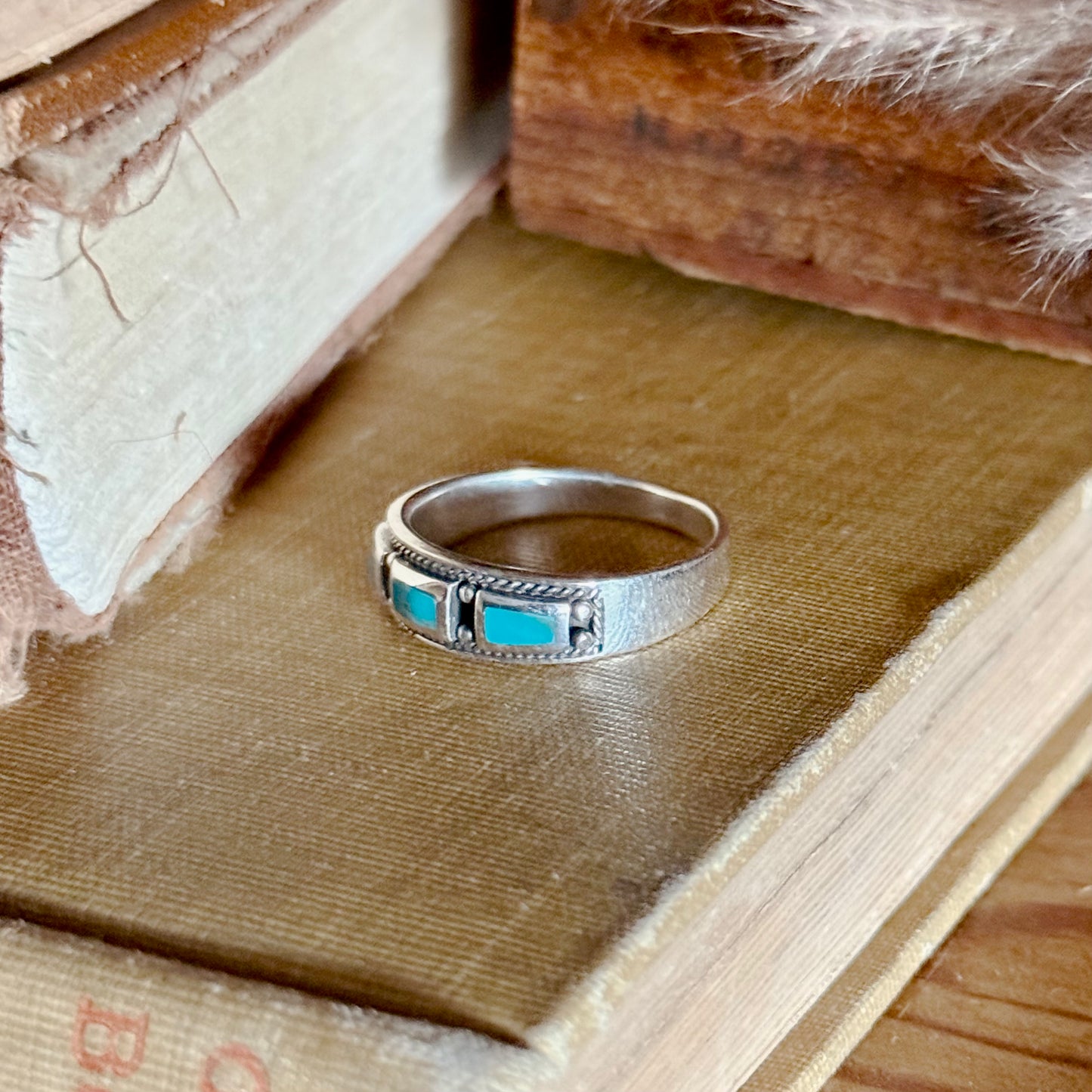 3-Stone Mojave Turquoise Sterling Silver Ring - Size 9.5