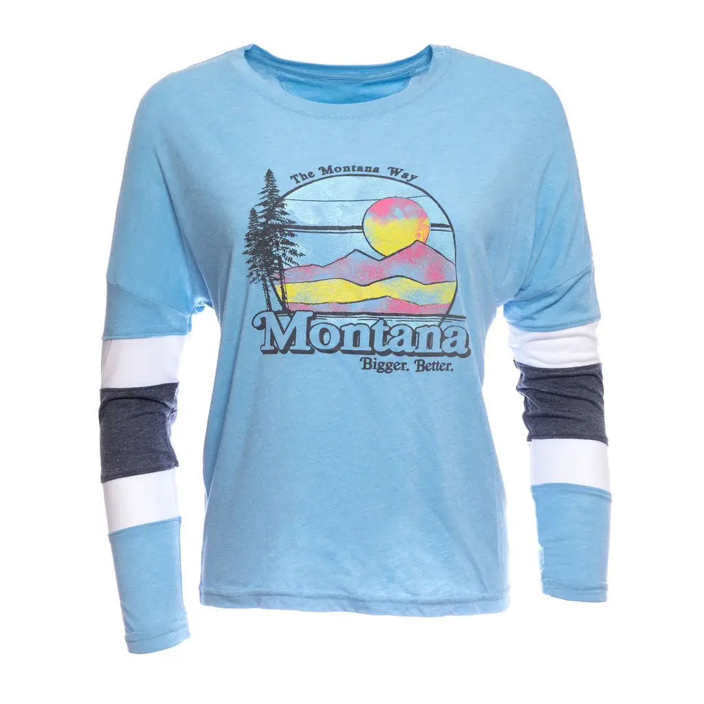 Bigger. Better. Sky Blue Montana Striped Sleeve Top