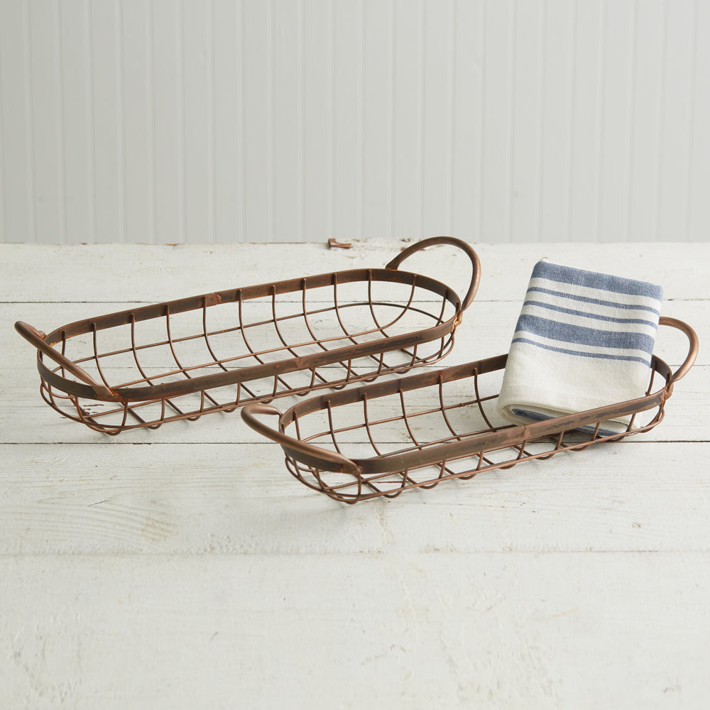 Copper Finish Bread Baskets - Set of Two