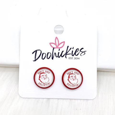 Don't Stop Believin' Santa Stud Earrings