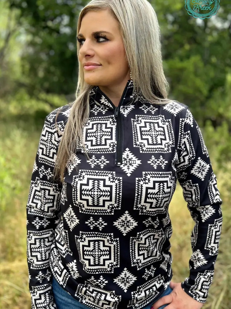 Down In The Hills Quarter-Zip Aztec Pullover