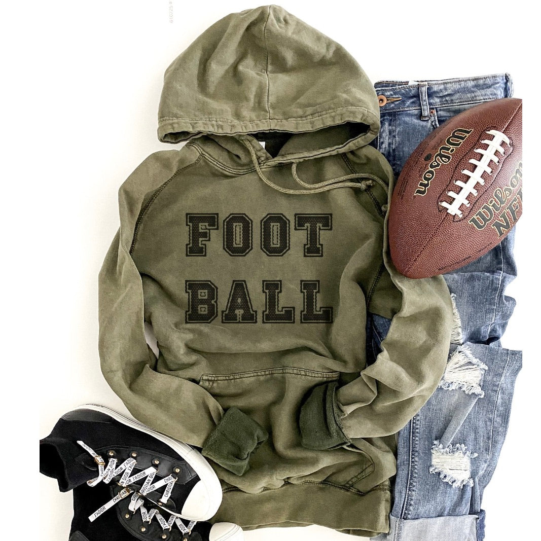 Football Olive Vintage Wash Hoodie Sweatshirt [will ship separately]
