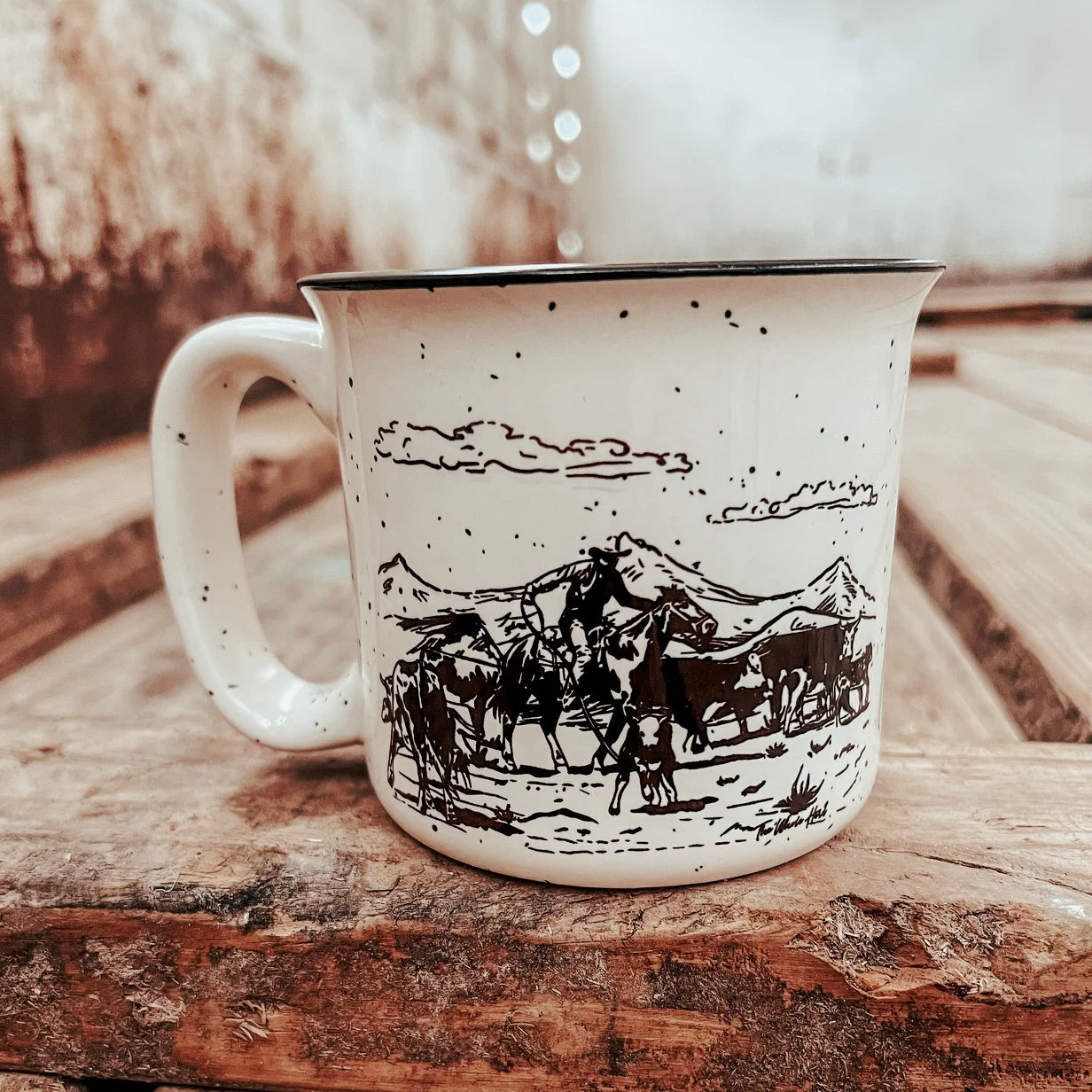 Ranch Roping Off-White Speckled Mug