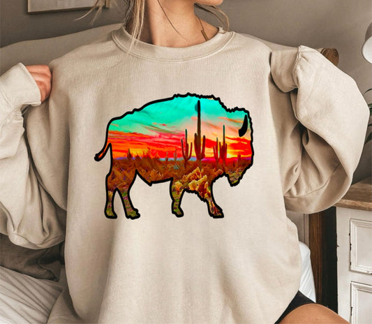 Desert Sunset Bison Beige (Tee, Long-Sleeve or Sweatshirt)
