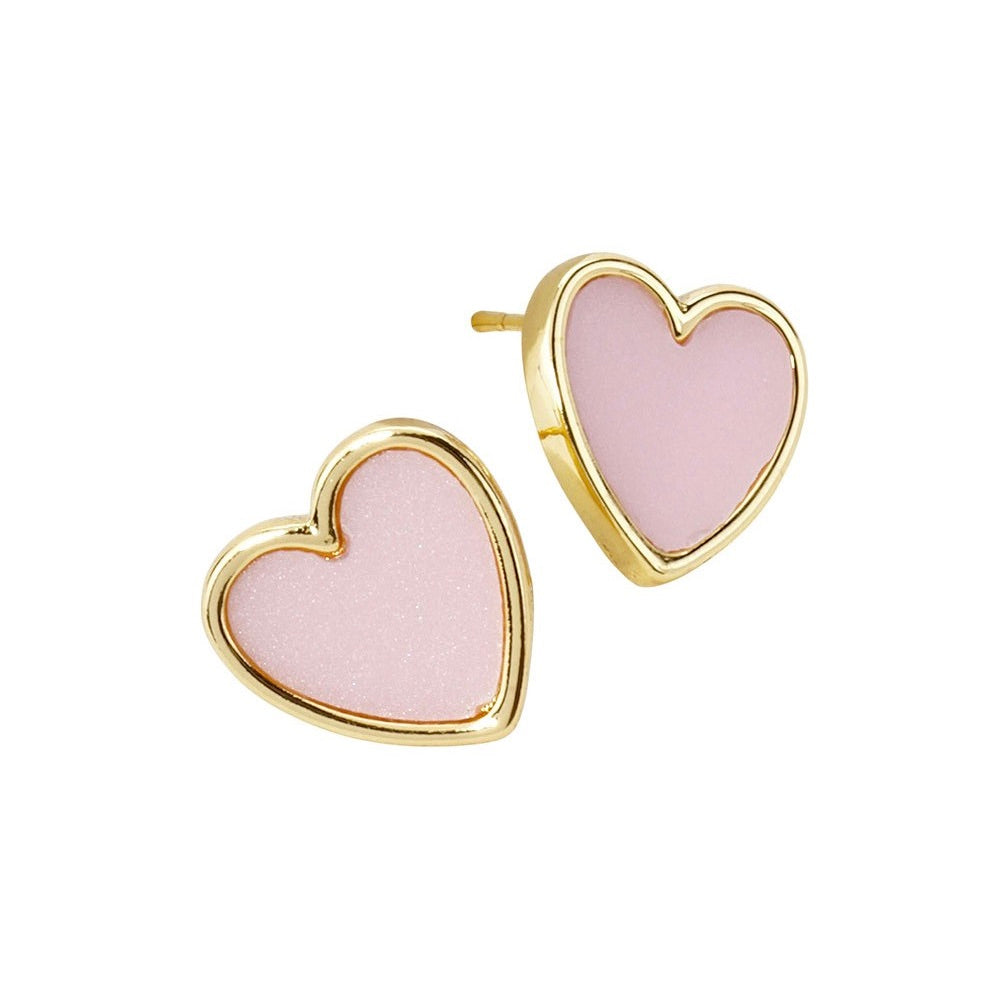 A Little Love Gold-Dipped Pink Heart Stud Earrings