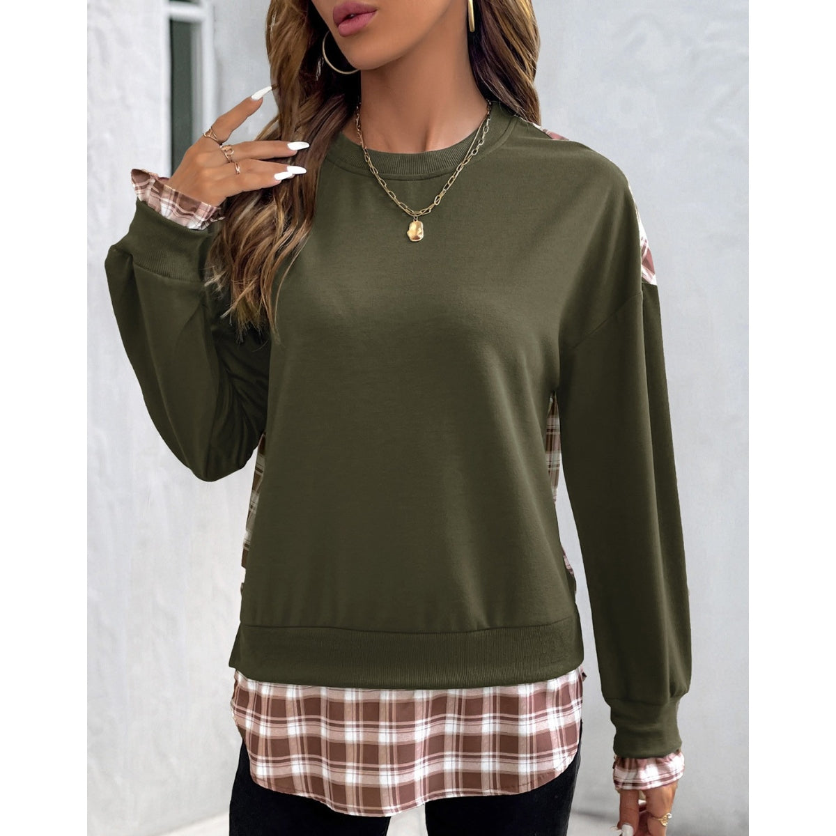 Aren't You Plaid Olive Green Top