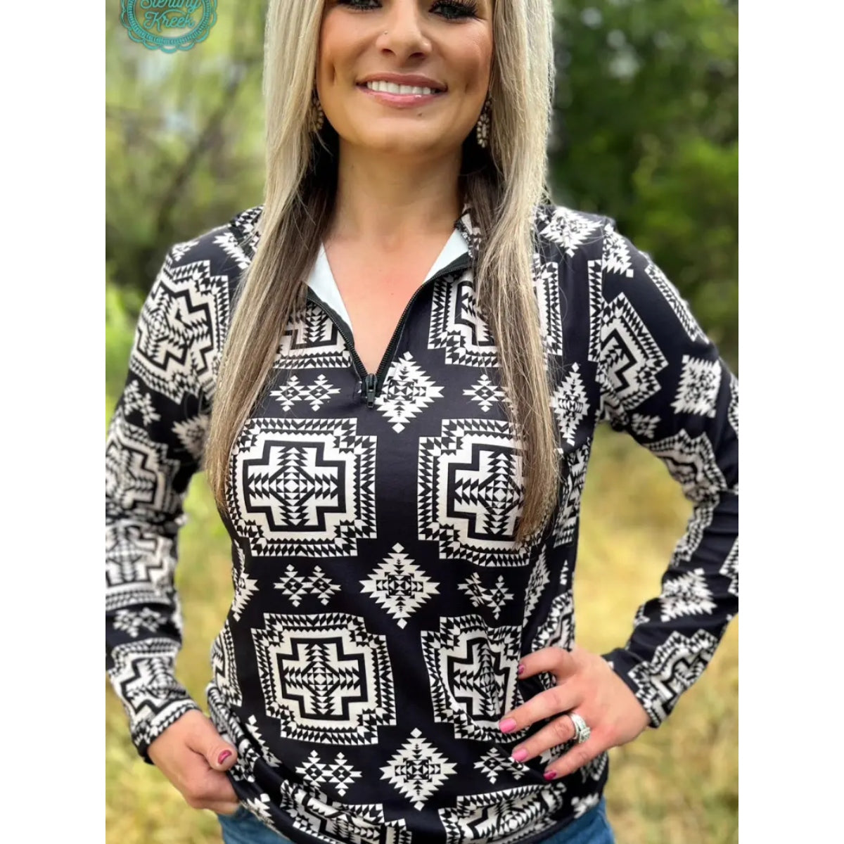 Down In The Hills Quarter-Zip Aztec Pullover