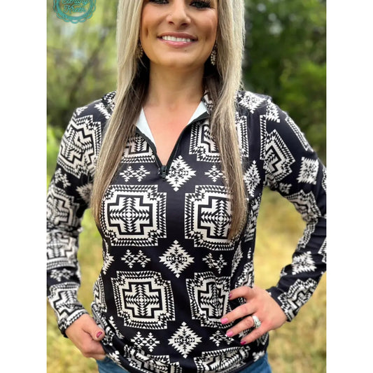 Down In The Hills Quarter-Zip Aztec Pullover