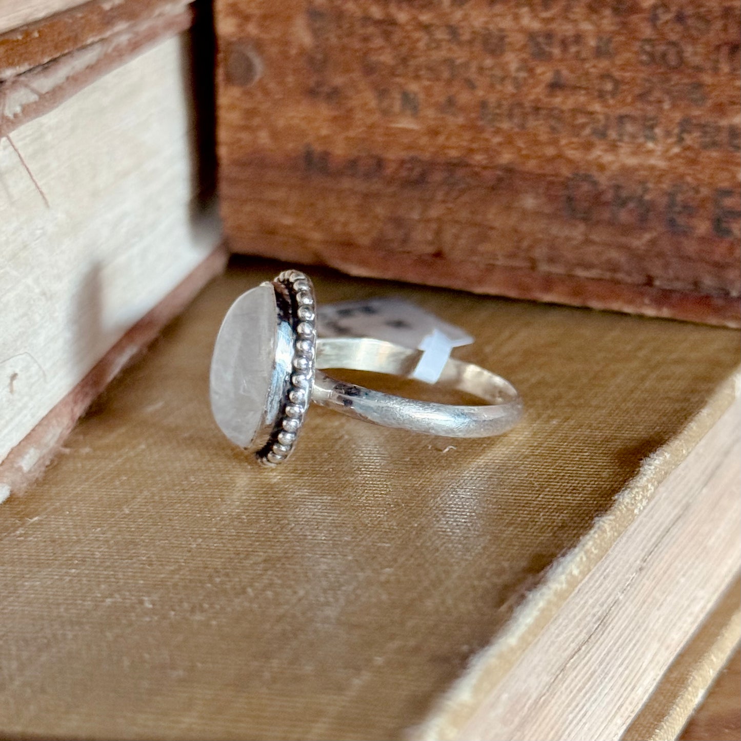 Oval Moonstone Sterling Silver Ring - Size 9