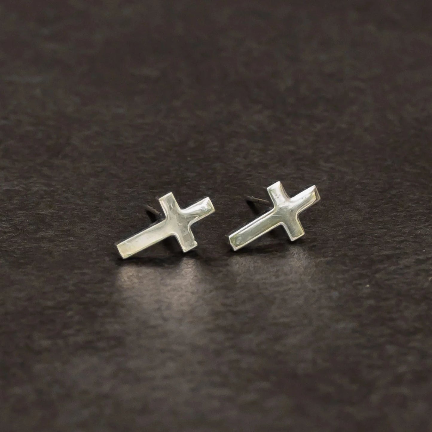 Simple Faith Silver Cross Stud Earrings