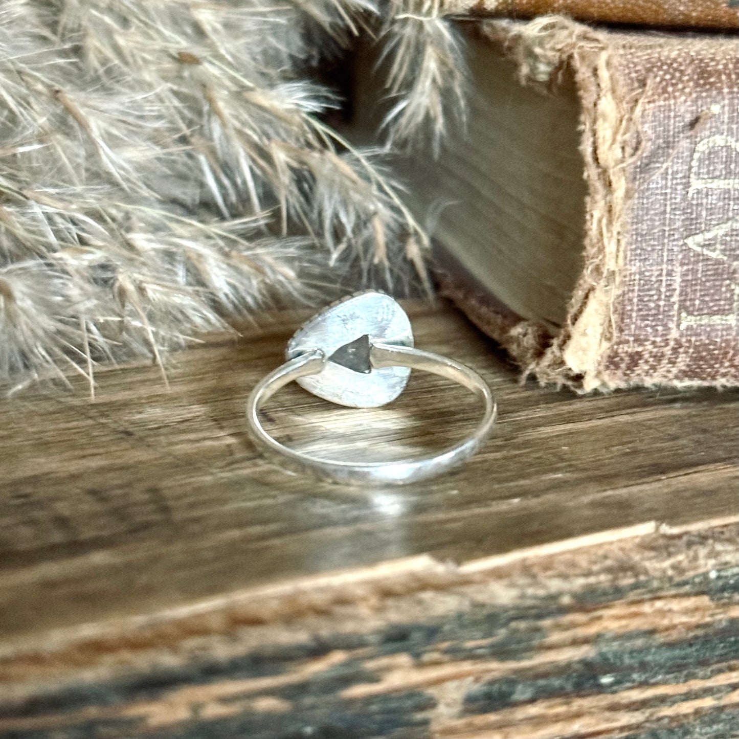 Triangle Moonstone Sterling Silver Ring - Size 10.5