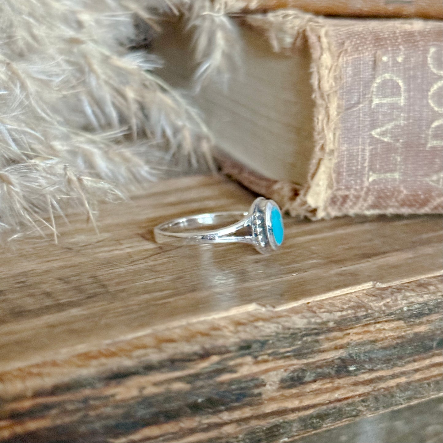 Dainty Mojave Turquoise Sterling Silver Ring - Size 6.5