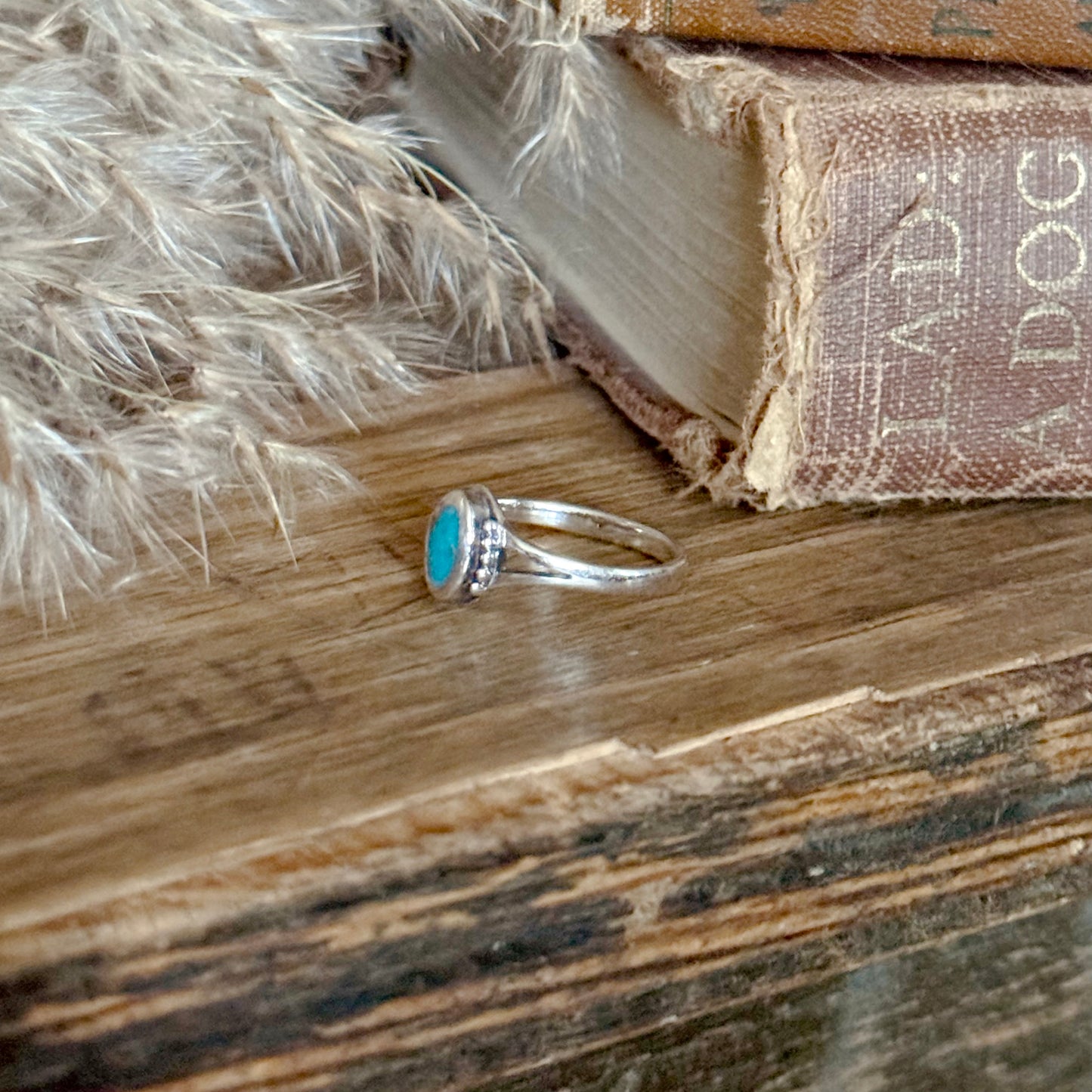 Dainty Mojave Turquoise Sterling Silver Ring - Size 6.5
