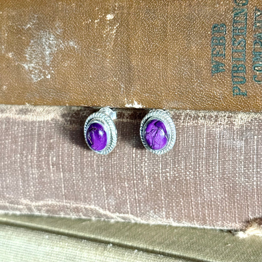 Purple Dahlia Sterling Silver Stud Earrings