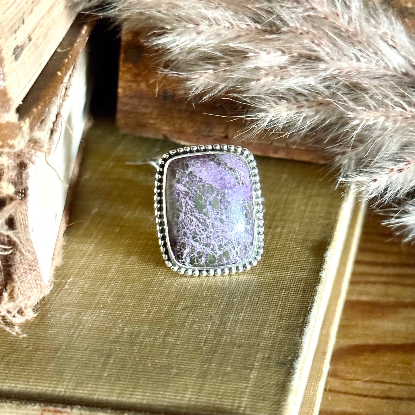 Purpurite Sterling Silver Ring - Size 9.5