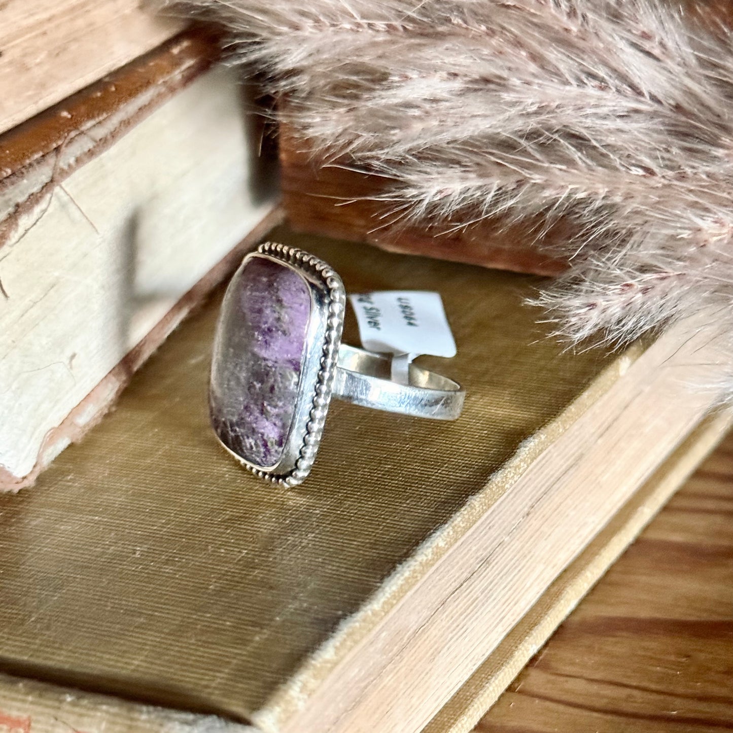 Purpurite Sterling Silver Ring - Size 9.5