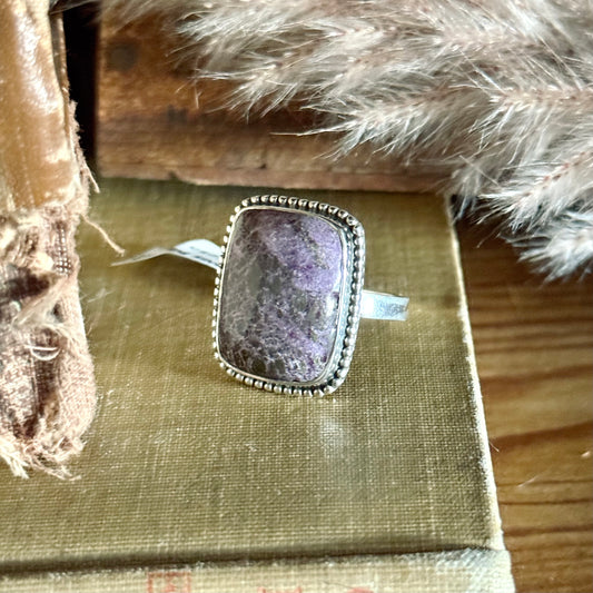 Purpurite Sterling Silver Ring - Size 9.5
