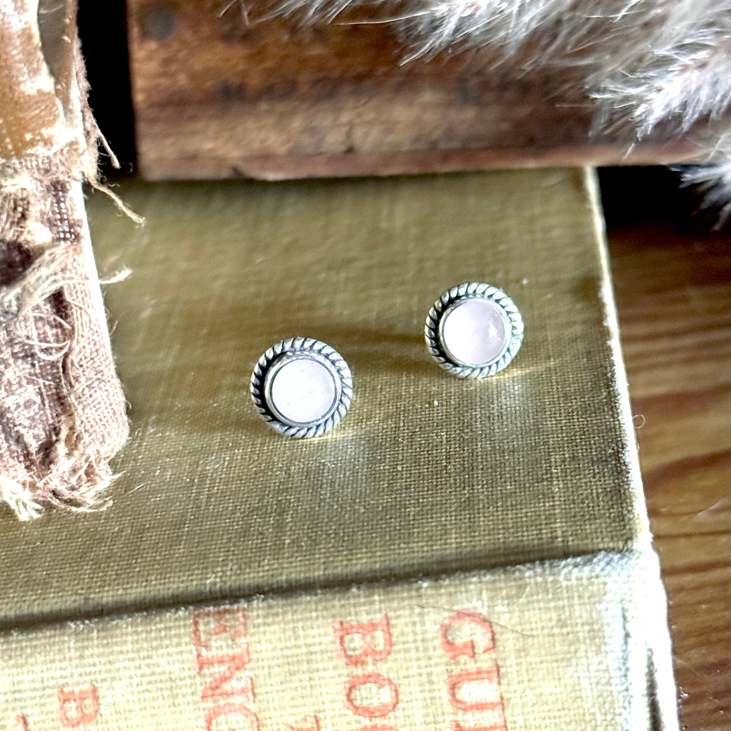 Rose Quartz Sterling Silver Stud Earrings