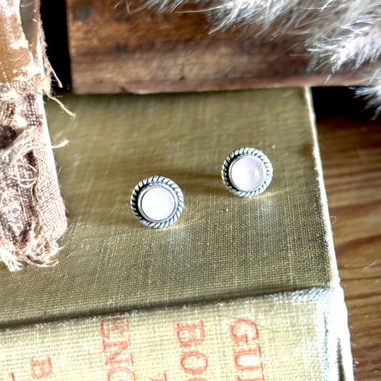 Rose Quartz Sterling Silver Stud Earrings