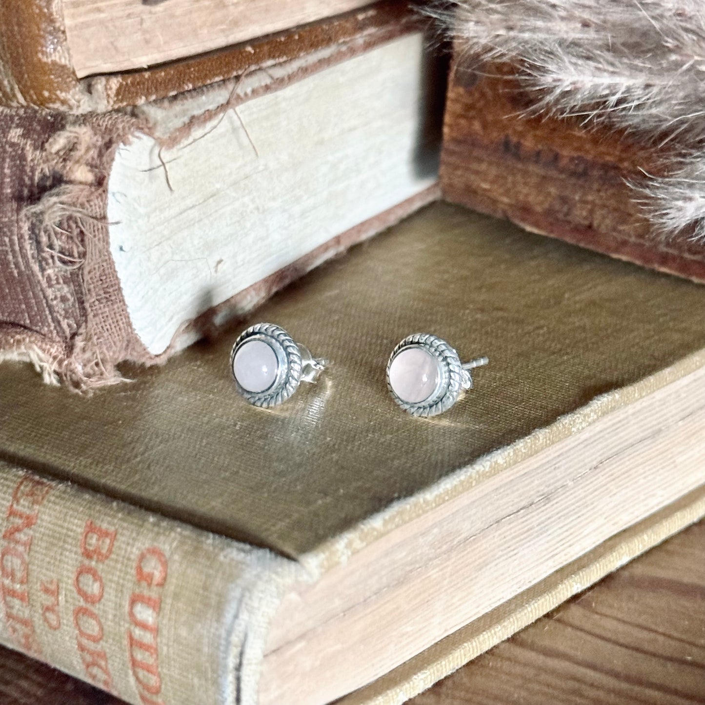 Rose Quartz Sterling Silver Stud Earrings