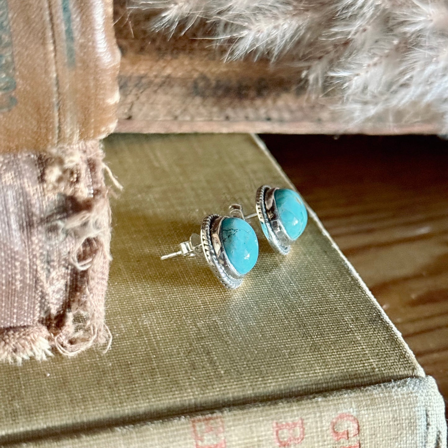 Oval Mojave Turquoise Sterling Silver Stud Earrings