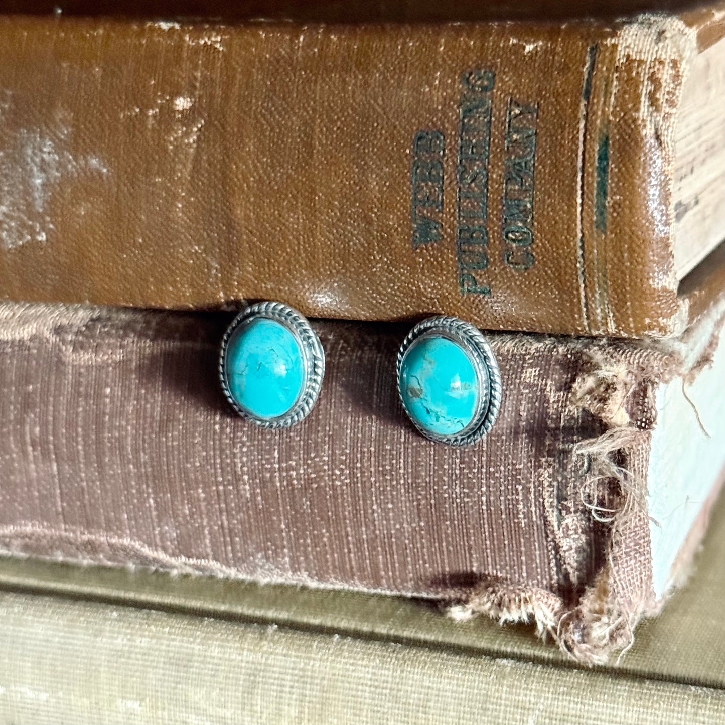 Oval Mojave Turquoise Sterling Silver Stud Earrings