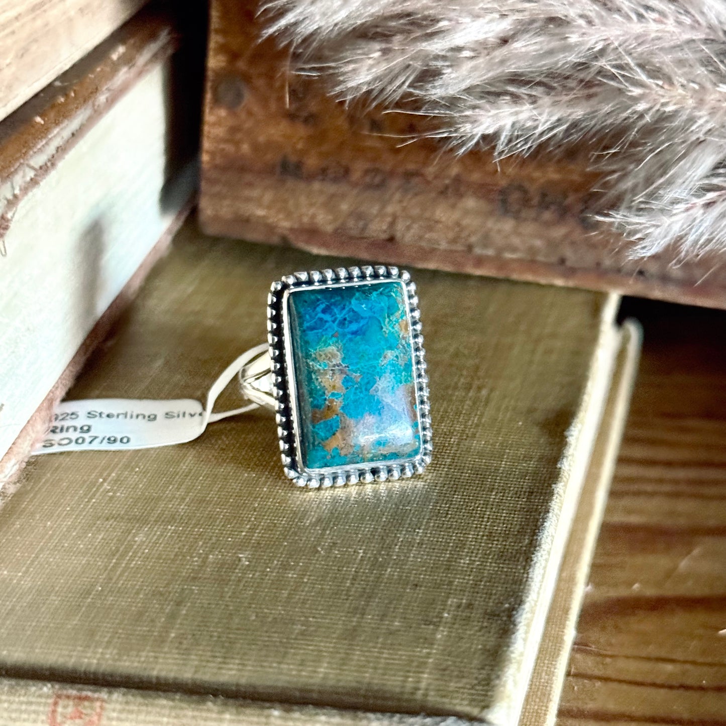 Rectangle Shattuckite Sterling Silver Ring - Size 8