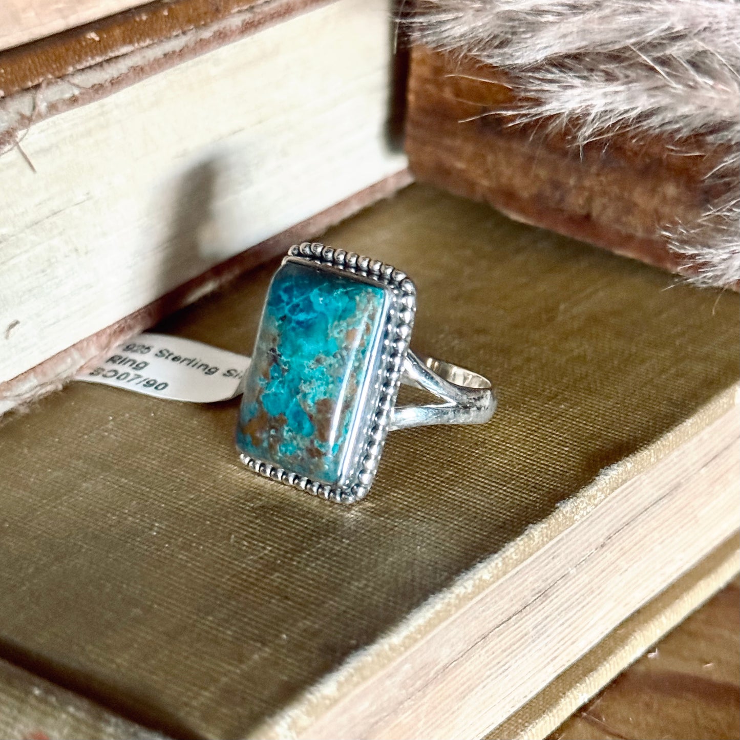 Rectangle Shattuckite Sterling Silver Ring - Size 8