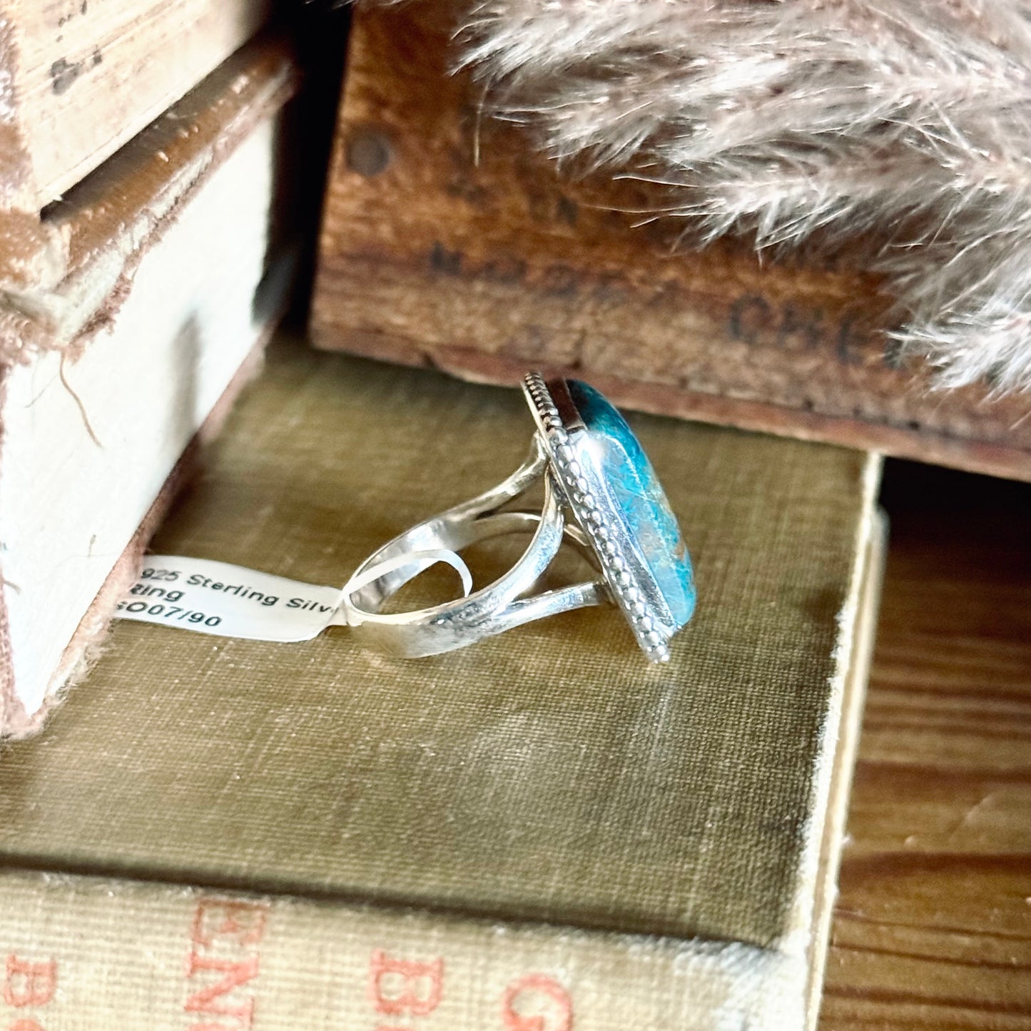 Rectangle Shattuckite Sterling Silver Ring - Size 8