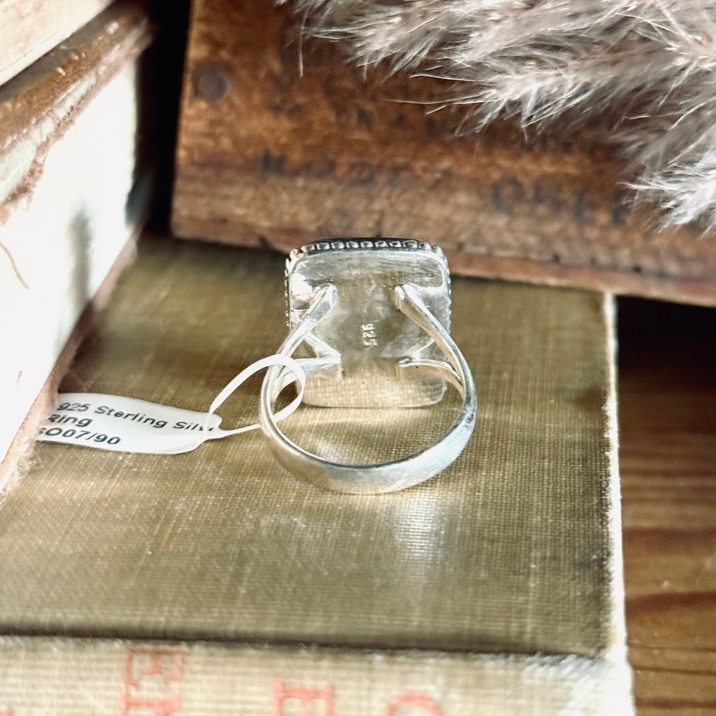 Rectangle Shattuckite Sterling Silver Ring - Size 8