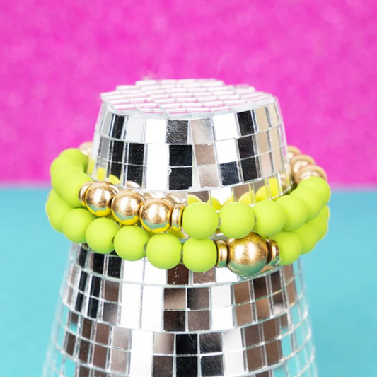 Brighten My Day Neon Green 2-Piece Stretch Bracelet Set