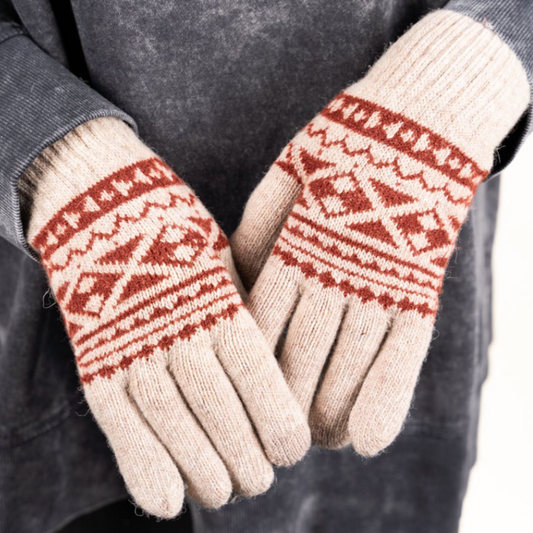 Cabin Chores Smart Touch Gloves - Beige/Rust
