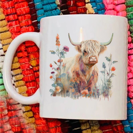 Highland Cow Meadow Mug