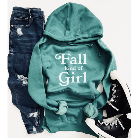 Fall Kind Of Girl Fleece-Lined Teal Hoodie Sweatshirt [will ship separately]