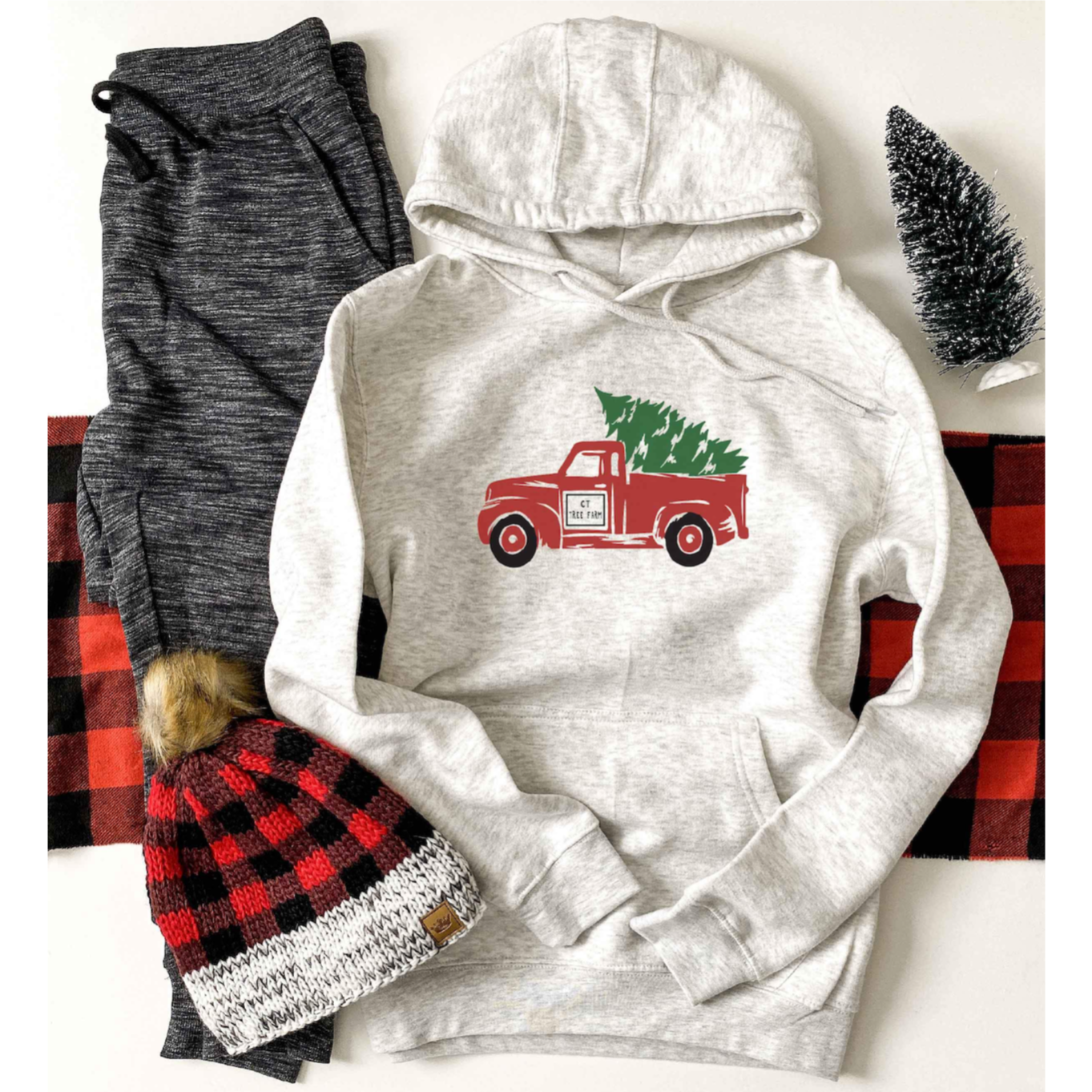 Truckin' Along This Christmas Light Gray Hoodie Sweatshirt [will ship separately]