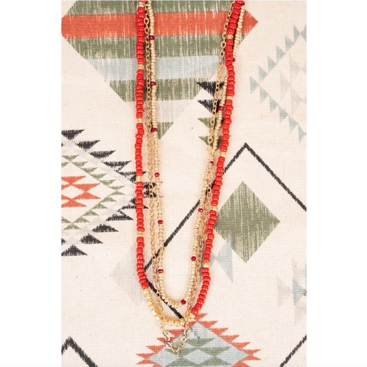 I Saw Red and Gold Layered Necklace
