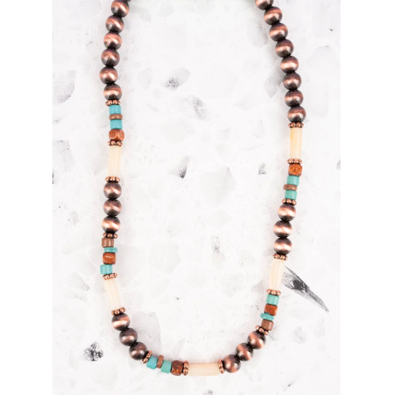 I've Come Undone Turquoise and Copper Pearl Necklace