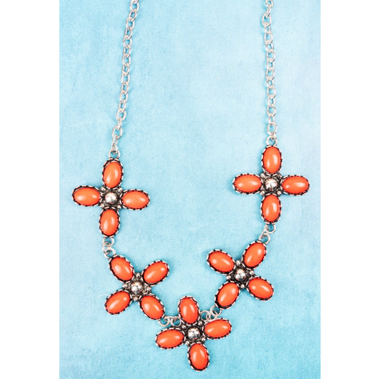 Tucson Summer Silver/Coral Necklace