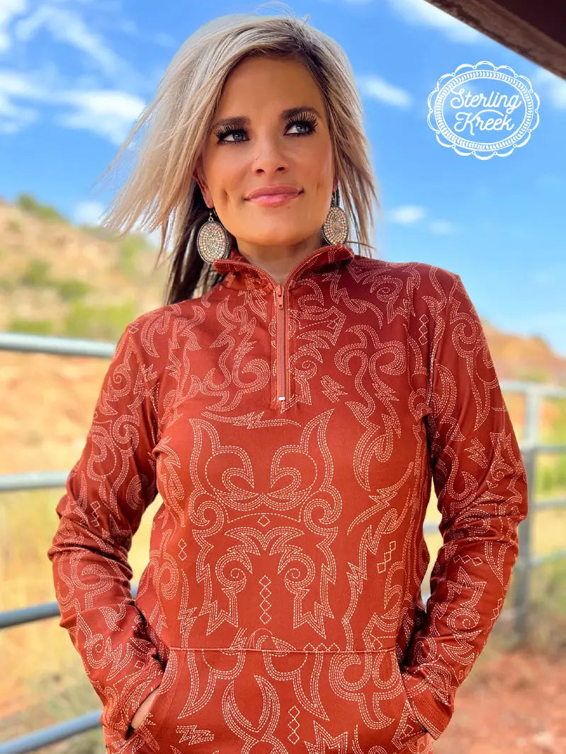 Rustic Ranch Quarter-Zip Boot Stitch Pullover