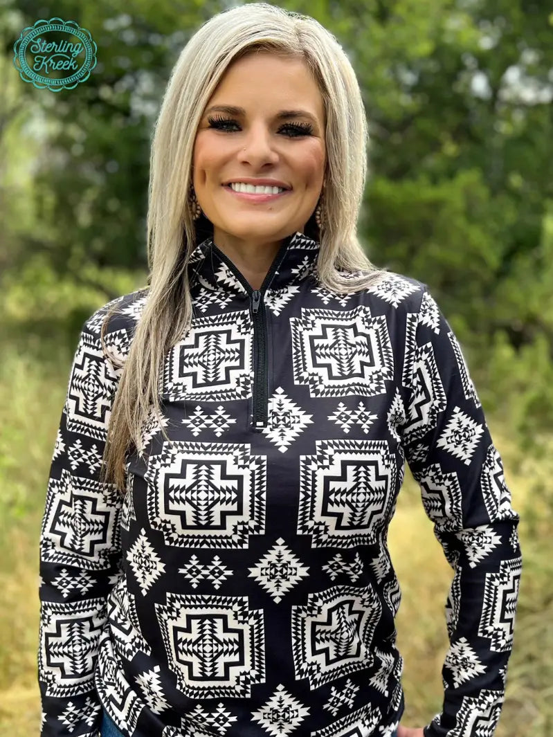 Down In The Hills Quarter-Zip Aztec Pullover